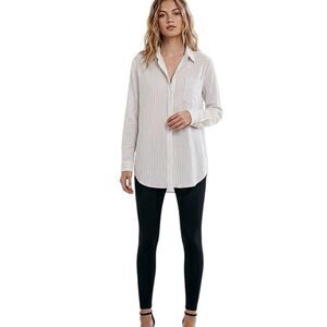 Daily Ritual Womens Button down Blouse Small Striped Long Sleeve Preppy Office